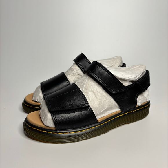 Dr Martens Romi Y Leather Velcro Sandals in Black T Lamper - Picture 2 of 11